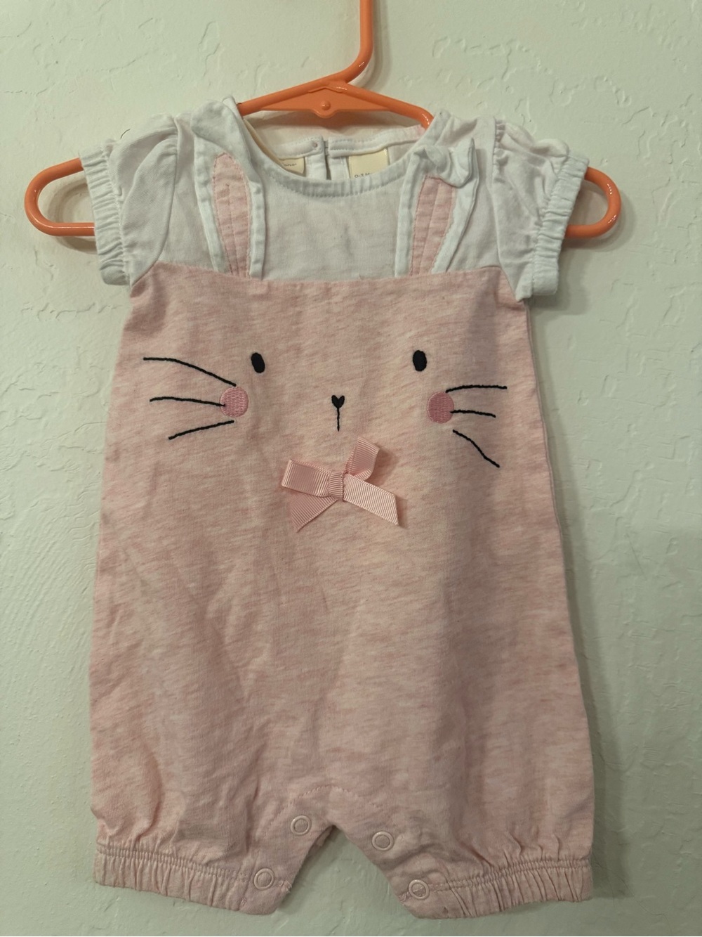 NWOT First Impressions Pink and White Bunny Romper